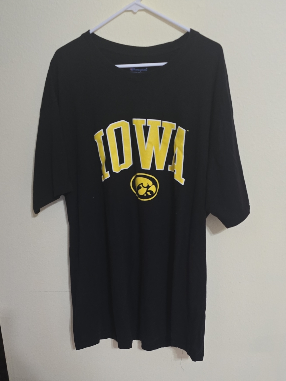 Champion Black Short Sleeve Tee with Yellow Iowa Graphic